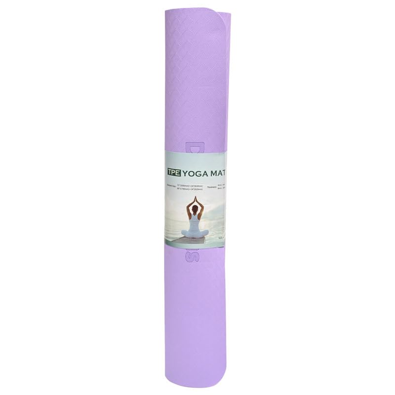 Image of Extra Wide Non Slippery TPE 6ft x 2.62ft x 6mm Yoga Mat for men, Women and Kids with hopscotch Play mat comes with Wooden Marker and bag cover - Purple