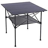 Stonehomy Aluminum Camping Table Roll Top with Mesh Storage, Folding Lightweight Roll Up Table Squar