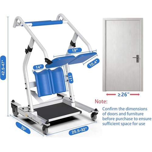 Image of Sit to Stand Lift, 400 lbs Capacity Stand Assist Patient Transfer Chair with Adjustable Height, Heavy Duty Mobility Aid for Elderly Disabled Caregivers, Home Nursing Use, Blue