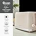 Swan ST19034CRM Wave 2-Slice Toaster, 7 Browning Levels, Defrost, Cancel & Reheat Functions, Removable Crumb Tray, Hidden Cord Storage, Non-Slip Feet, Cream