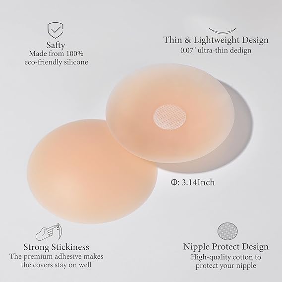 DClub Nipple Covers Sticker Reusable Comfortable & Natural Invisible Adhesive Silicone Pasties for Women with Storage Case, 3 Pairs (Skin) ||Free Size|| - Image 3 thumbnail