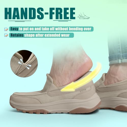 Image of Coostar Mens Slip On Canvas Loafers Arch Support Walking Orthopedic Shoes