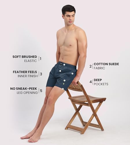 Image of Freecultr Cotton Boxer Shorts for Men Dual Pockets Moisture Wicking Microfibre | Regular Fit | Breathable & Comfortable Half Short Pants Ultrasoft Waistband