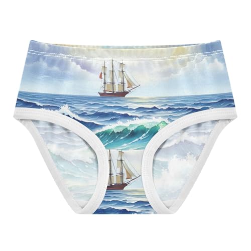 Animals Girls Underwear Toddler 2t Cotton Panties for Girl Seascape Watercolor Kids Undies Briefs