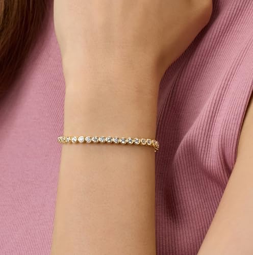 14K Gold Filled Tennis Bracelets for Women, 2mm 2.5mm 3mm Cubic Zirconia Bezel Gold Tennis Bracelet, Jewelry Gift for Women Valentines Mother Christmas Wedding Birthday 6.15/6.75/7.15 In3