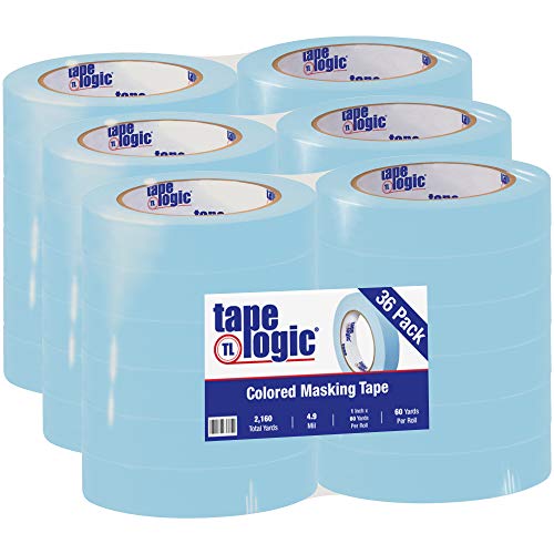 Image of Aviditi Tape Logic 1 Inch x 60 Yards, General Purpose Colored Masking Tape, Light Blue (Pack of 36) - Great for Home, Office, Arts, Crafts, DIY, Labeling and Coding