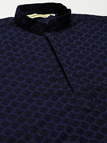 Image of Rajubhai Hargovindas Men Pure Cotton Chikankari Embroidered Straight Kurta