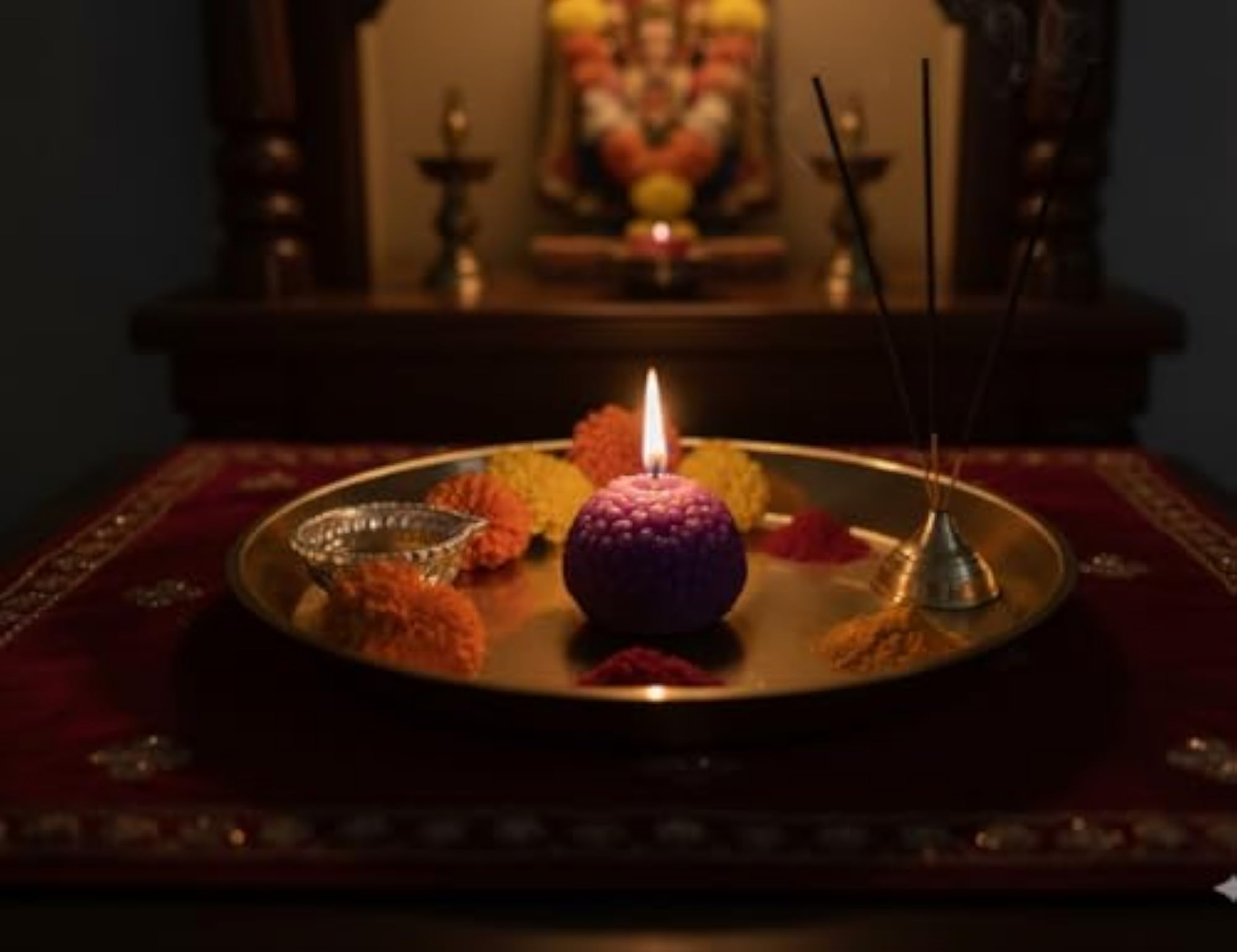 Traditional Motichur-Shaped Decorative Candle, Set of 7