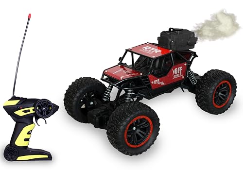 Image of Brand Conquer Remote Control Rock Crawler Mist Smoke Spray Function, High Speed 1:18 RC Car Toys for Boys 2WD Off Road Vehicle Toy Cars for Kids Monster Truck Rock Climbing (Fog Rock Crawler Red)