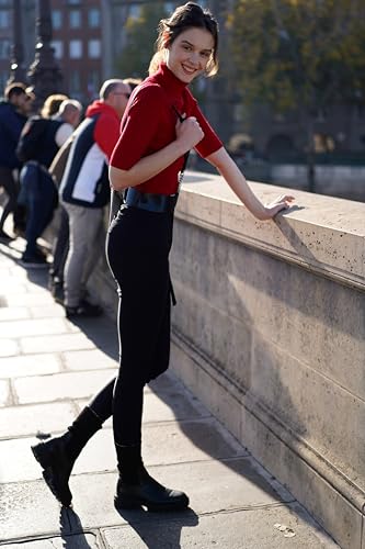 Image of v28 Women Turtleneck 1 /2 Half Sleeve Highly Stretchy Ribbed Knit Fitted Sweater