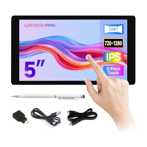 Image of waveshare 5inch Capacitive Touch Display, Compatible with Raspberry Pi 5 /4B /3B /Zero /Zero W /Zero 2W /Pico /Pico W /Pico WH, Supports Windows 11 /10 /8.1 /8 /7, Support Jetson Nano /Jetson Orin Nano