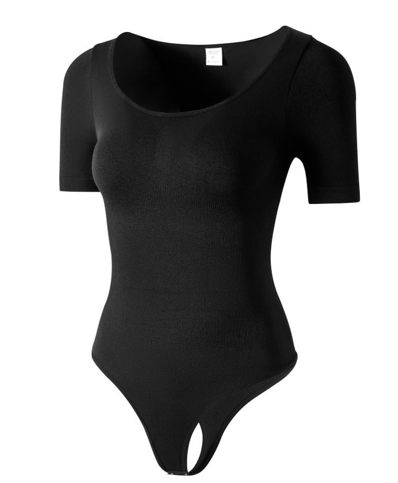 Fottmio Body de mujer Body moldeador de barriga Camiseta sin mangas Faja de mujer Body de manga corta Body moldeador de cuerpo Camisetas Body Body de cuello redondo