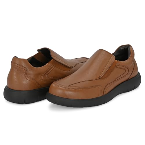 Image of Blue Leather By Centrino Genuine Leather Men's Formal | Pure Leather Slip-On Shoes | Soft & Comfortable Daily Driver | Casual Yet Elegant Formal Footwear (4042)