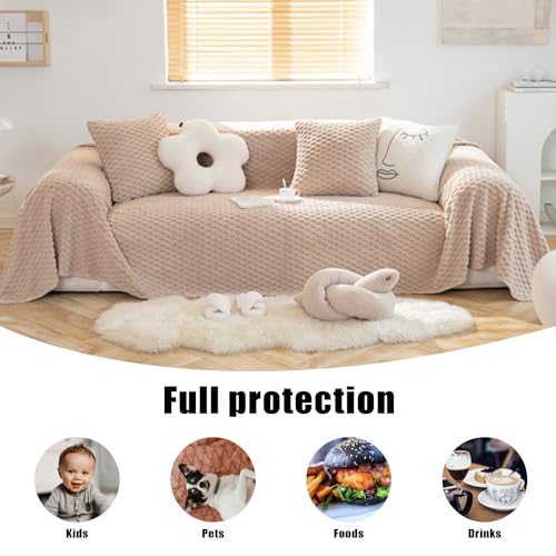 Couverture de canapé réversible avec envers antidérapant beige - 6