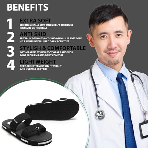 Image of DOCTOR HEALTH SUPER SOFT Men's Casual Slippers with Soft Cushioned Sole, Double Strap with Toe Loop Design, Lightweight Anti-Slip Everyday Wear Slippers for Home and Outdoor Use