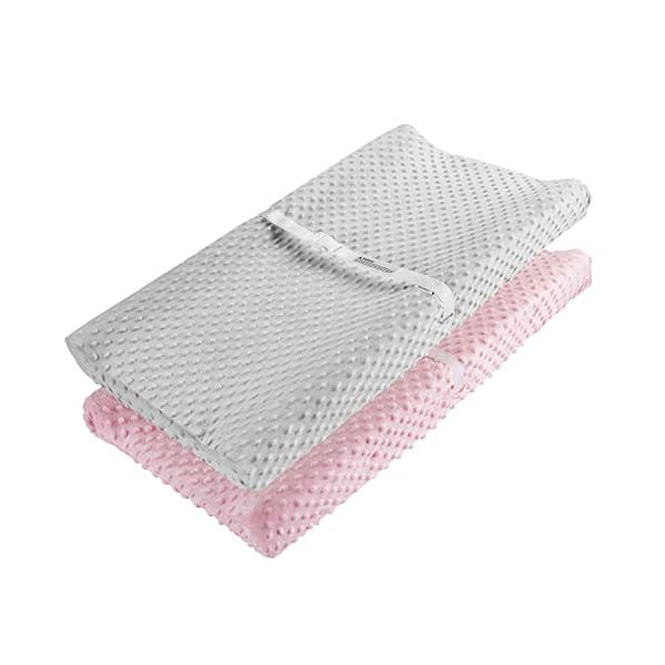 SNUNGPHIR Changing Pad Cover, AceMommy Ultra Soft Minky Dots Plush Changing Table Covers Breathable Changing Table…
