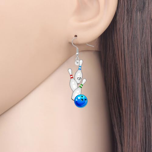 NEWEI Acrylic Baseball Football Bowling Earrings Dangling Gifts Basketball Soccer Jewelry for Women Sport Lovers Charms Accessories2