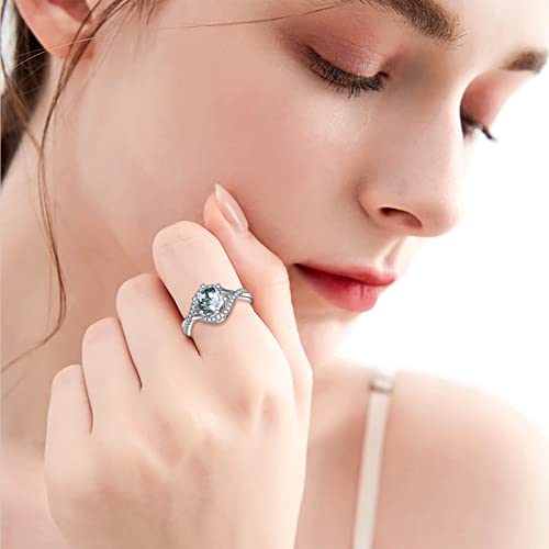 Platyco 1Ct Natural Moss Agate Ring 925 Sterling Silver Hexagon Shaped Moss Agate Engagement Ring Unique Promise Rings Valentine's Day Gift For Women (Size 7) #TOP1