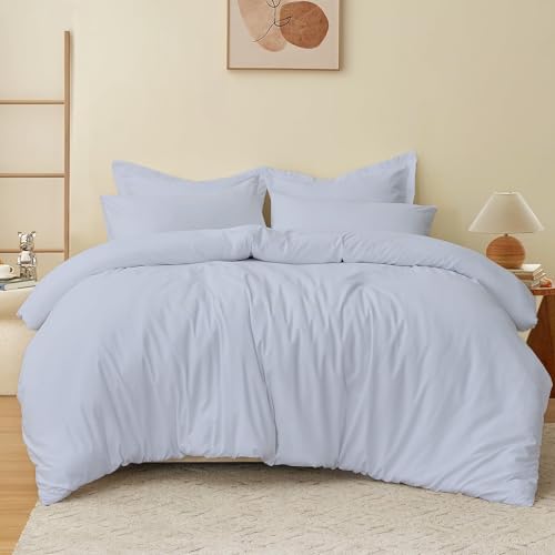 eBeddy Linens Microfiber Duvet Cover Set Twin/Twin XL 68x90, Light Blue