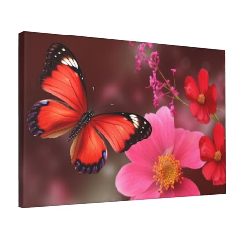 Toile murale fleur rouge YoupO 30x45 cm pour decoration salon