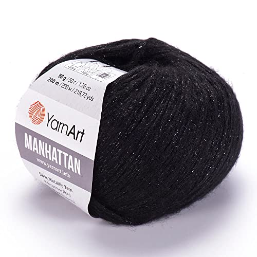 YARNART Manhattan Glittery Knitting, Sparkle & Shiny Metallic Yarn - Wool & Acrylic Fantasy, 1.76 Oz, 218.72 Yds (916)