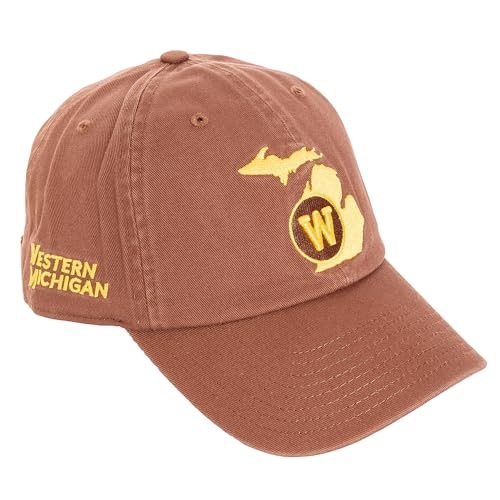 Desert Cactus Western Michigan University Baseball Hat Broncos WMU Brimmed Embroidered Hats Cap Adjustable Cloth Strap Adult (Style C) Brown