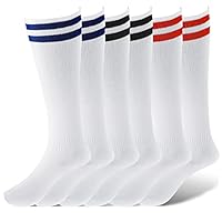 Fanshiontide 3 Pairs Kids Football Socks, 3 Colors Childrens Football Socks Kids Long Breathable Soccer Socks for Daily Running Training Socks for Kids Boys Aged 5-12