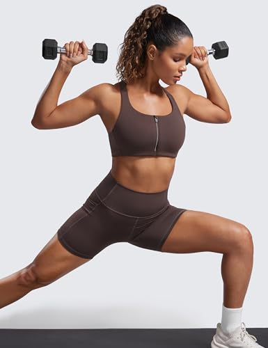 The Best Sports Bra for Large Breasts High Impact: A Real Talk Guide (I Tested 17 So You Don't Have To) 19 CRZ YOGA Womens Zip Front High Impact Sports Bra - Molded Cup Adjustable Convertible Straps Wireless Workout Yoga Crop Top Hot Fudge Brown 38D