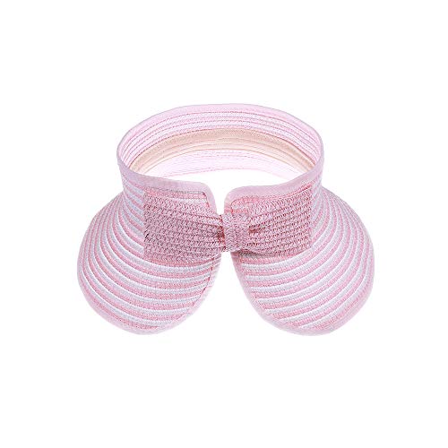 Kids Summer Roll Up Sun Visor Hat Wide Brim Straw Teens Beach Hat Cap Sun Hats with Bow for Girls4