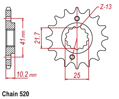 Miniatura 2 de LOPOR Motorcycle Front Sprocket (1, 520-14T) ApplicationsXTZ660 XT660 SLR650 NX650 MT-03 GSX-R1100 FX650 FMX650 659650