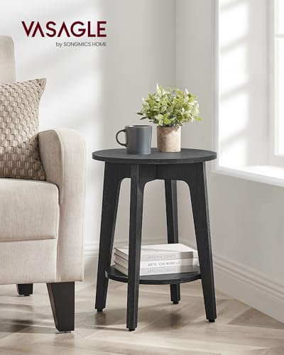 Image of VASAGLE MAEZO Collection - Side Table, 2-Tier Small Round End Table, Nightstand with Tapered Legs, Curved Transitions, for Small Spaces, Living Room, Bedroom, Charcoal Gray ULET283T22