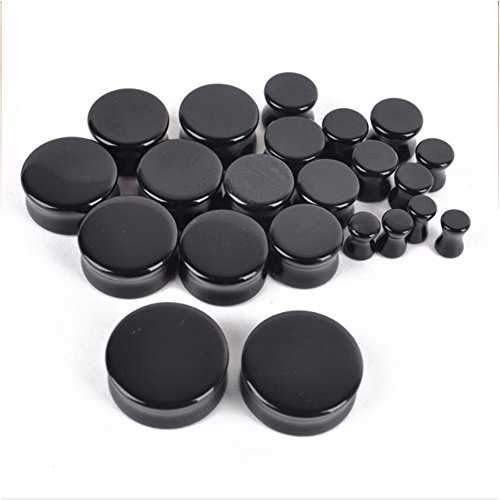 HQLA 1 Pair Natural Obsidian Stone Double Flared Flesh Tunnels Ear Plugs Gauges Stretcher Expander4