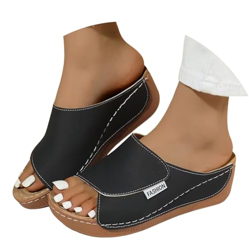Ciabatte Donna Estive Ortopediche Eleganti Comode Ciabatta Mare con Zeppa Casual Leggeri Sandali Pantofole Punta Aperta Antiscivolo Ciabattina Elegante da Casa Spiaggia Piscina Ciabatte da Passeggio