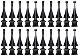 1/2' Black Plastic Four-Sided Spire Wing Tip Finial Fence Topper for Iron Picket Fence (25, 1/2')