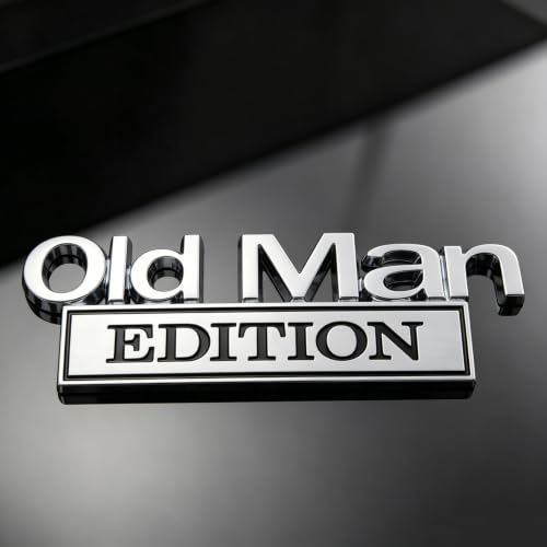 Image of 3D Old Man Edition Chrome Emblems Badges Sticker Car Vehicle, Truck, Motorcycle, RV, Scooter, SUV, Door, Window, Room, Wall and More Decoration (Silver Edition)