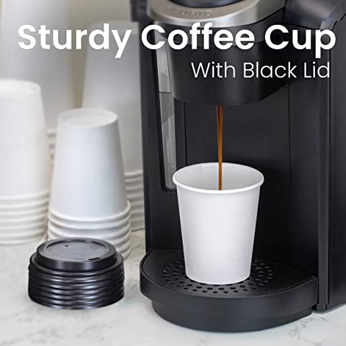 image for Fit Meal Prep [100 Pack] 8 Oz Disposable Paper Coffee Cups with Black 
