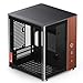 JONSBO TK-0 Black ITX Mini Tower PC Case, Hyperboloid Glass Desktop Design,Separated Cabinet Structure, Al Alloy Shell DTX/ITX Walnut Wood Computer Case, Sff Case,Black