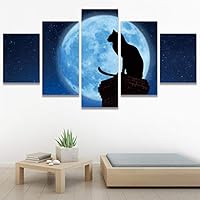 SIGNWIN 5 Panel Canvas Wall Art Modern Art Animals Colorful Decorative Elements Multicolor Photography Silhouette for Home Decorations Ready to Hang - 60