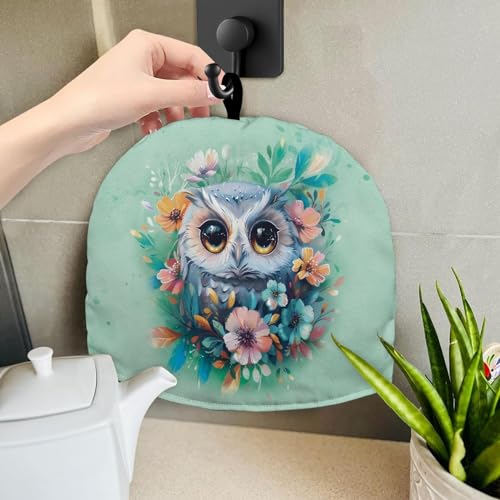Coloranimal Cute Owl Cartoon Teapot Cozy Cover Insulated Tea Pot Dust Cover with Top Handle Tea Cozy for Teapot Medium Coffee Pot Protector Insulated Teapot for Keeping Warm - Image 4