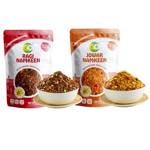 Image of GO LIFE Namkeen Jowar,Ragi combo - (2x100 g) | Healthy Snacks for Weight Loss | Roasted not Fried, Protein-Rich, High Fiber, Zero Preservatives | Healthy & Tasty Snack | Gluten-Free Anytime Snacking