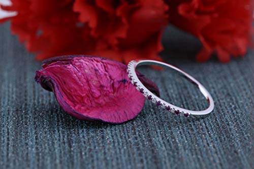 Dazzlingrock Collection 14K Solid Gold Round Ruby & White Diamond Womens Dainty Anniversary Wedding Band Stackable Ring4