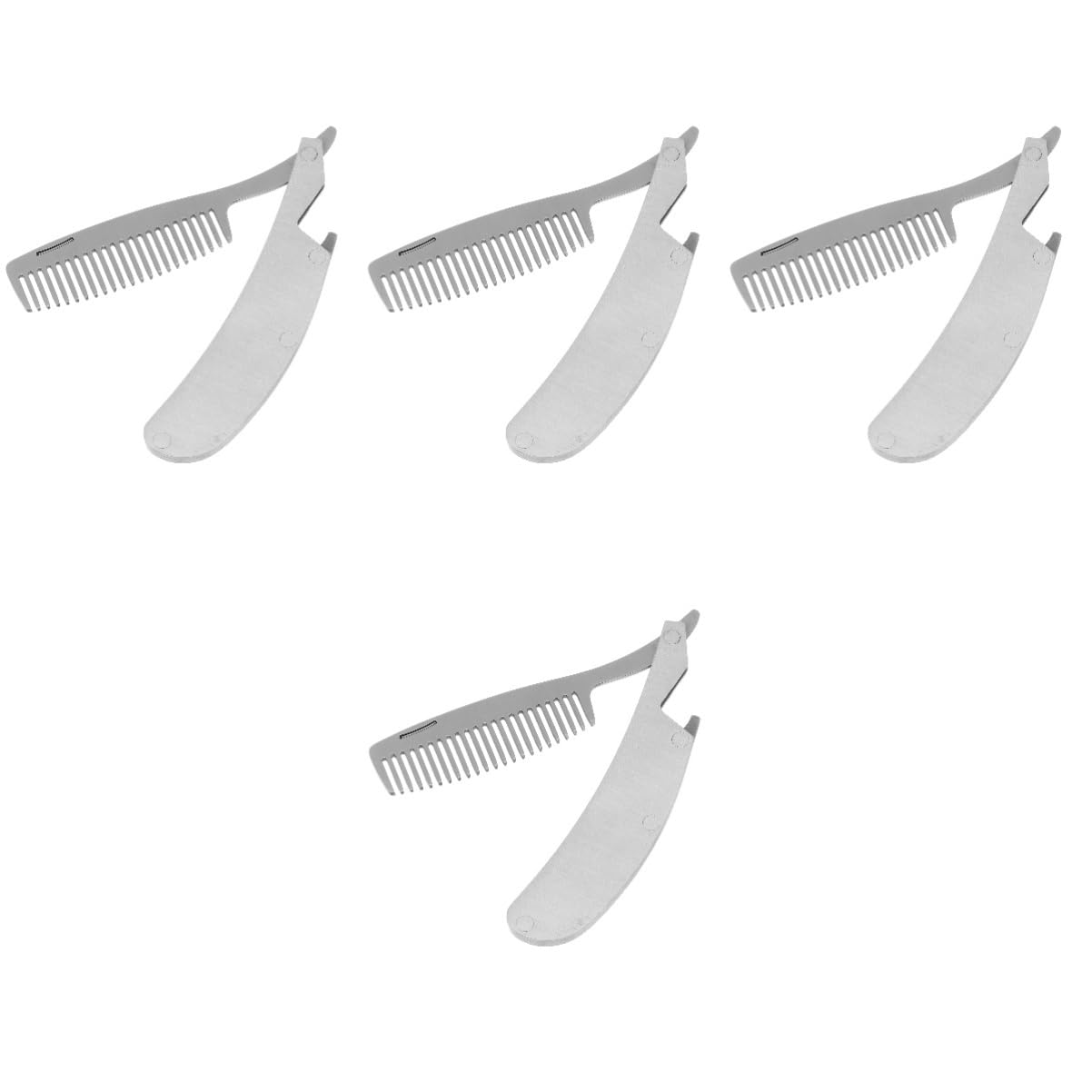 Mikinona 4 Pettini Per Barba Da Uomo A Denti in Acciaio Inox Pieghevoli Mini Portatili Per Acconciature Lisce E Lisce All'indietro