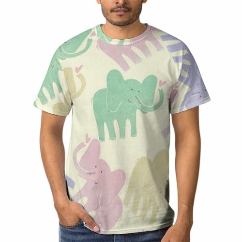 Chemise tshirt éléphant vert et rose homme col rond manches courtes mode