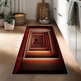 Túnel Cuadrado Geométrico Alfombra De Pasillo 50 x 140 cm Lavable Y Antideslizante Ilusión Óptica Alfombrar Estrecha, Rojo Alfombra Larga Y Estrecha para Pasillo Cocina O Entrada Suave Moderna