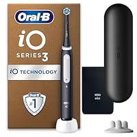 Oral-B iO 3 Matt Black Ultimate Clean Electric Toothbrush, 1 Refill Holder, 1 Charger Pouch, 1 Travel Case, Designed by Braun