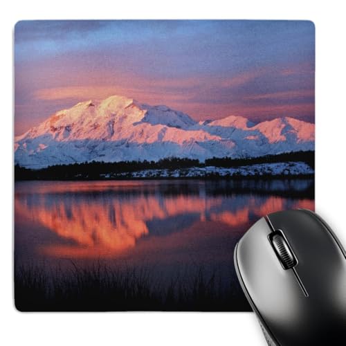 Tappetino Scrivania Lago Monte McKinley Parco Nazionale Denali Confortevole Desk Mat Portatile Mouse Mat per Pc Computer Gaming 25X30Cm