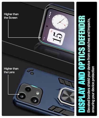 Image of WOW IMAGINE Shock Proof Back Case Mobile Cover for Nothing Phone 3A Lite | Back Cover Case (Tough Armor | Hybrid PC + TPU | Ring Holder & in-Built Kickstand | Blue)
