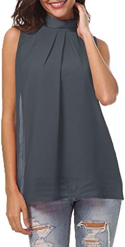 Allimy Women Summer Elegant Work Cute Cotton Sleeveless Tank Tops Fashion Blouses 2018 Juniors Shirts Dark Grey