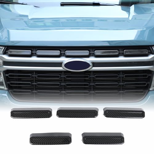 Image of Front Bumper Grille Cover Compatible with Ford Maverick 2022 2023, Car Air Inlet Vent Grille Cover, Grill Grille Inserts Trim Cover (Carbon Fiber Pattern)