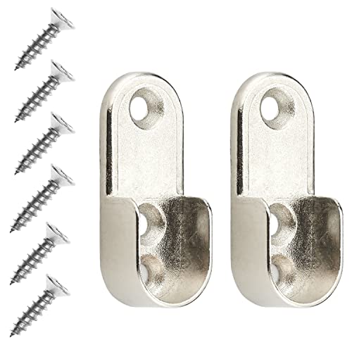 Support de tube d'armoire à visser, 2 pcs, pour tringles à vêtements ovales 30 x 15 mm ou rondes Ø 15 mm, support de tube d'armoire à 3 trous avec vis, support de tringle à vêtements Gris Argenté